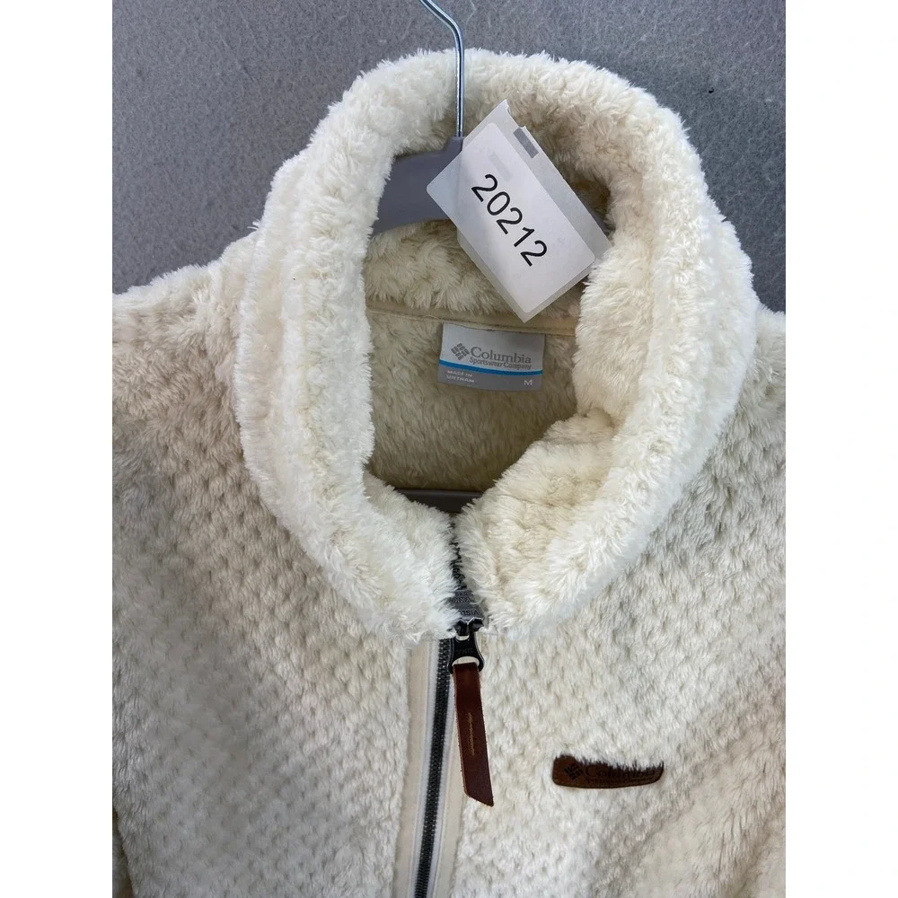 Columbia Jacket Womens Sz M Fire Side II Sherpa Fleece Full Zip Cream